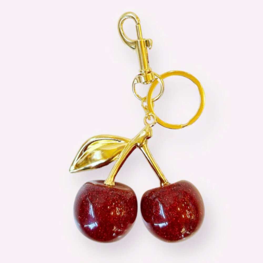 Cherry Keychain With Gold Hardware